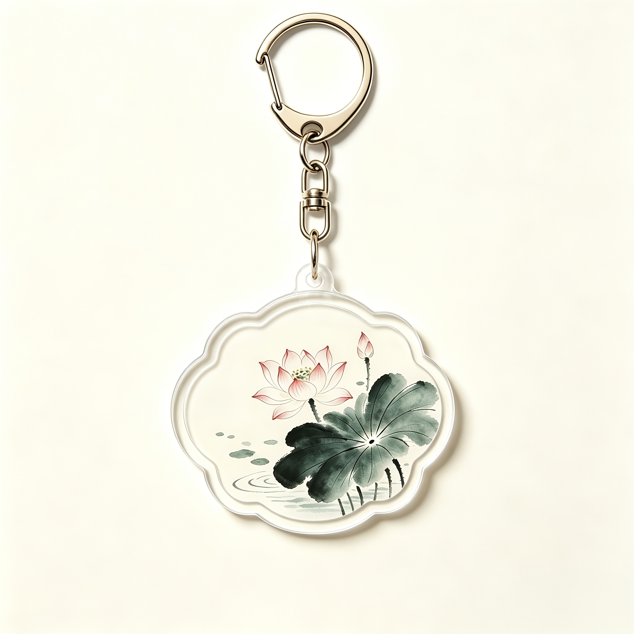 4pcs Chinese-style Elegant Lotus Pattern Acrylic Keychains